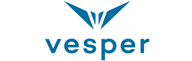 Vesper blue title logo