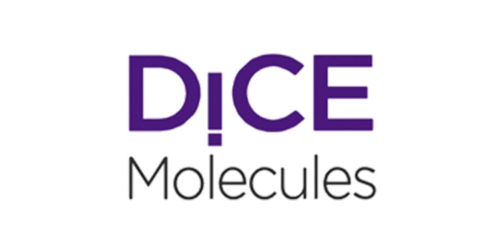 Dice molecules title logo purple black