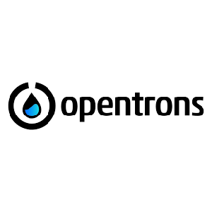 Opentrons black blue title logo