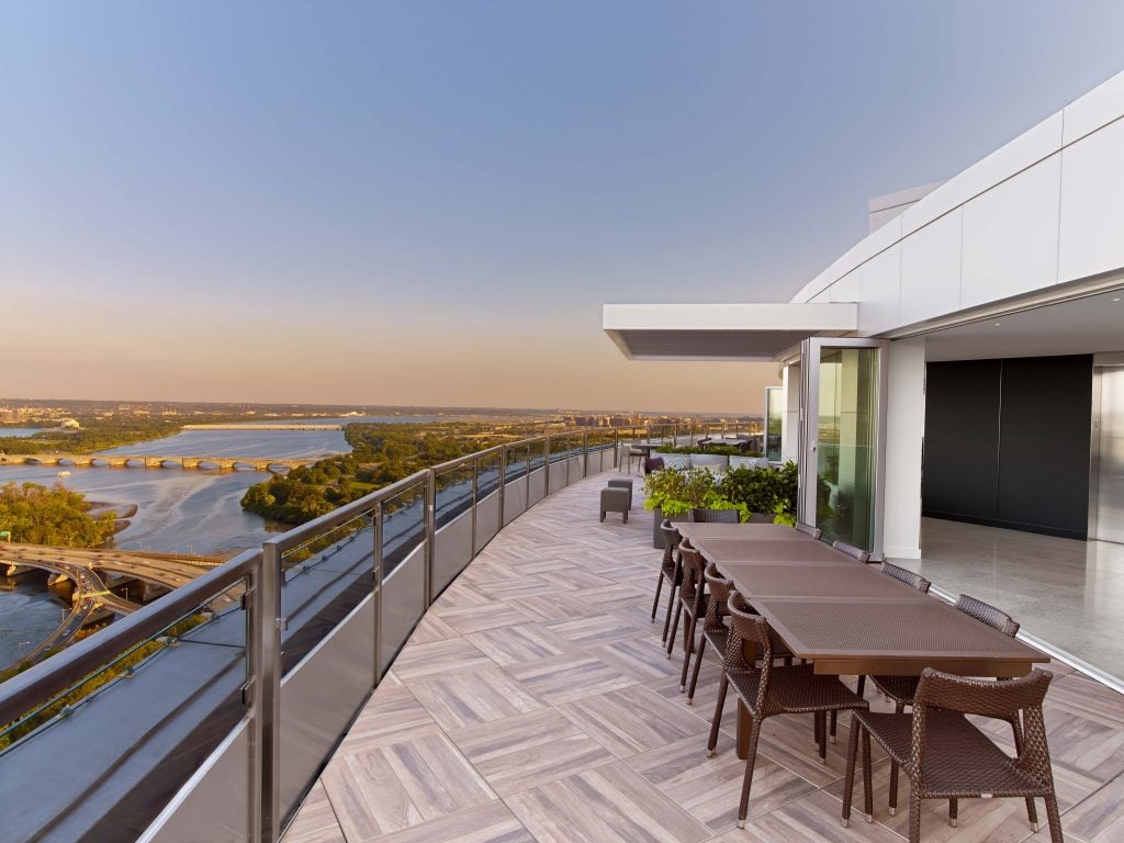 modern terrace overlooking the city