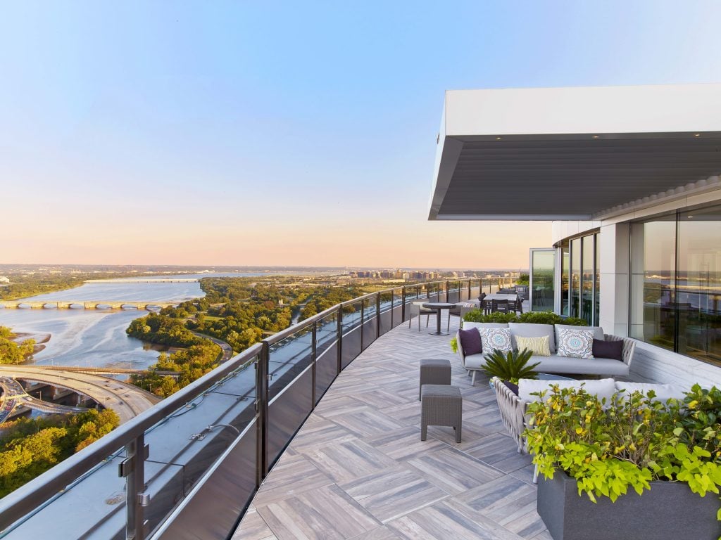 modern terrace overlooking the city